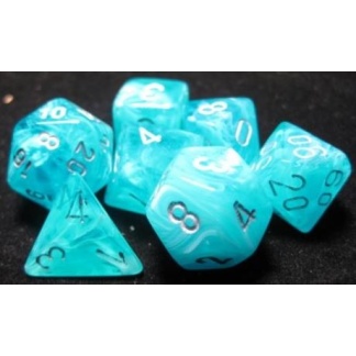 Chessex: Cirrus - Polyhedral Aqua/silver 7-Die Set