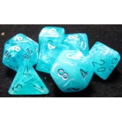 Chessex: Cirrus - Polyhedral Aqua/silver 7-Die Set