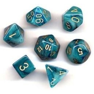 Chessex: Phantom - Polyhedral Teal/gold 7-Die Set