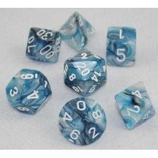 Chessex: Lustrous - Polyhedral Slate/white 7-Die Set