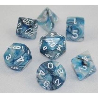 Chessex: Lustrous - Polyhedral Slate/white 7-Die Set