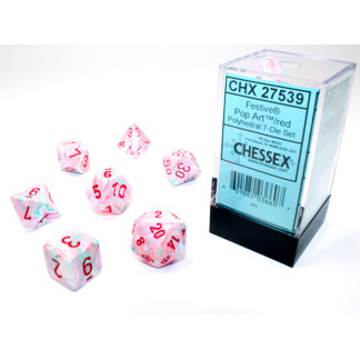Chessex: Festive - Polyhedral Pop Art/red 7-Die Set