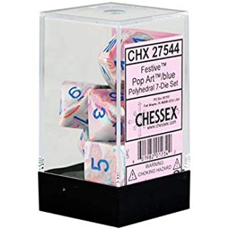 Chessex: Festive - Polyhedral Pop Art/blue 7-Die Set
