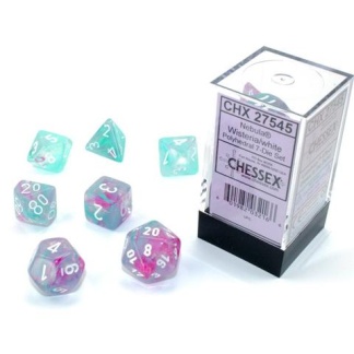 Chessex: Nebula - Polyhedral Wisteria/white Luminary 7-Die Set