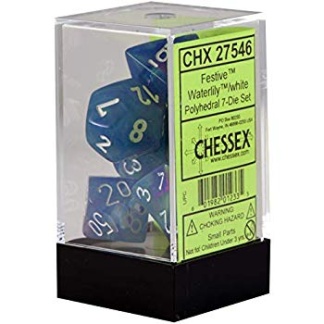 Chessex: Festive - Polyhedral Waterlily/white 7-Die Set