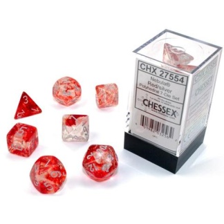 Chessex: Nebula - Polyhedral Red/silver Luminary 7-Die Set