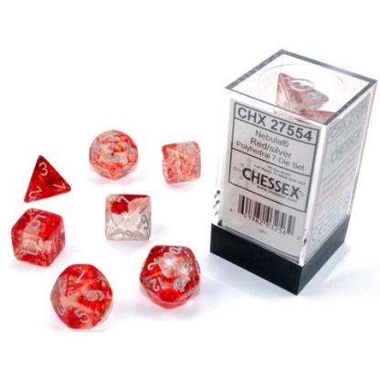 Chessex: Nebula - Polyhedral Red/silver Luminary 7-Die Set