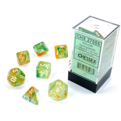 Chessex: Nebula - Polyhedral Spring/white Luminary 7-Die Set