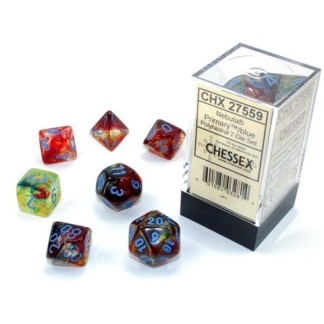 Chessex: Nebula - Polyhedral Primary/blue Luminary 7-Die Set