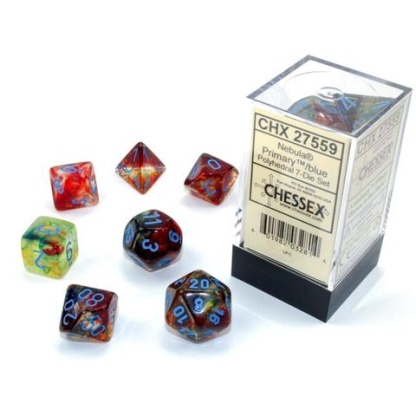 Chessex: Nebula - Polyhedral Primary/blue Luminary 7-Die Set