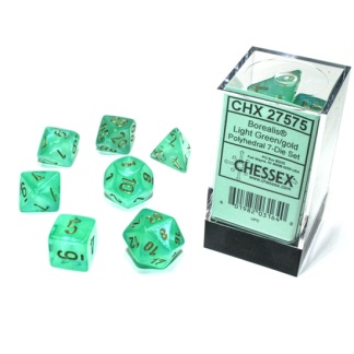 Chessex: Borealis - Polyhedral Light Green/gold Luminary 7-Die Set