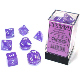 Chessex: Borealis - Polyhedral Purple/white Luminary 7-Die Set