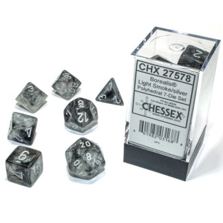 Chessex: Borealis - Polyhedral Light Smoke/silver Luminary 7-Die Set
