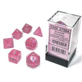 Chessex: Borealis - Polyhedral Pink/silver Luminary 7-Die Set