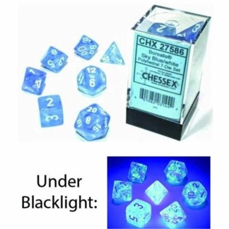 Chessex: Borealis - Polyhedral Sky Blue/white Luminary 7-Die Set
