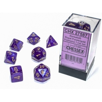 Chessex: Borealis - Polyhedral Royal Purple/gold Luminary 7-Die Set