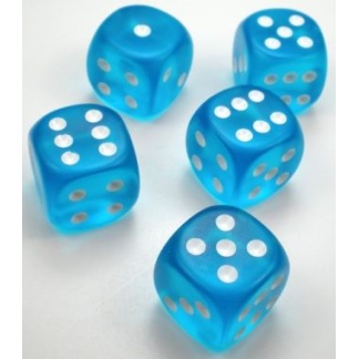 Chessex: Frosted - 16Mm D6 Caribbean Blue/White Dice Block (12 Dice)