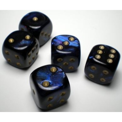 Chessex: Scarab - 16Mm D6 Royal Blue/Gold Dice Block (12 Dice)