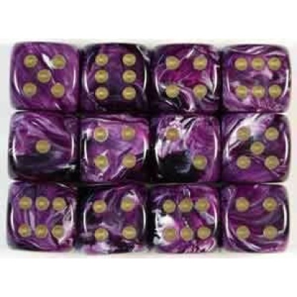 Chessex: Vortex - 16Mm D6 Purple/Gold Dice Block (12 Dice)