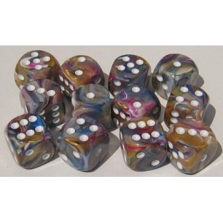 Chessex: Festive - 16Mm D6 Carousel/White Dice Block (12 Dice)