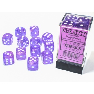 Chessex: Borealis - 16Mm D6 Purple/White Luminary Dice Block (12 Dice)