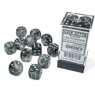 Chessex: Borealis - 16Mm D6 Light Smoke/Silver Luminary Dice Block (12 Dice)