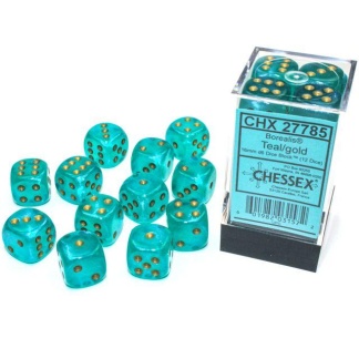 Chessex: Borealis - 16Mm D6 Teal/Gold Luminary Dice Block (12 Dice)