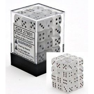 Chessex: Frosted - 12mm d6 Clear/black Dice Block (36 Dice)