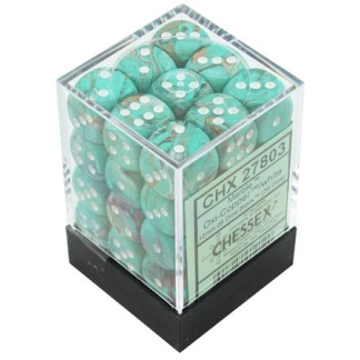 Chessex: Marble 12mm d6 Oxi-Copper/white Dice Block (36 Dice)