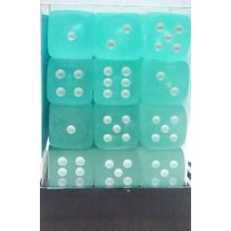 Chessex: Frosted - 12mm d6 Teal/white Dice Block (36 Dice)