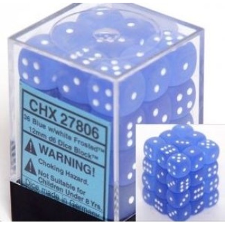 Chessex: Frosted - 12mm d6 Blue/white Dice Block (36 Dice)