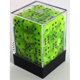 Chessex: Vortex - 12mm d6 Bright Green/black Dice Block (36 Dice)