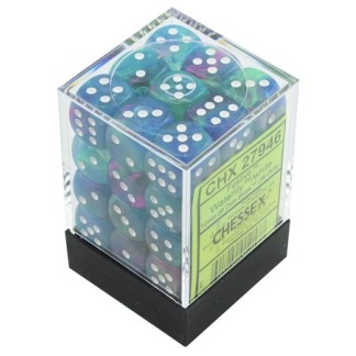 Chessex: Festive - 12mm d6 Waterlily/white Dice Block (36 Dice)
