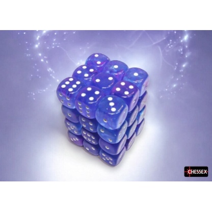 Chessex: Nebula - 12mm d6 Aura/white Luminary Dice Block (36 Dice)