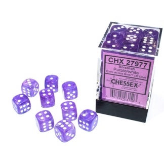 Chessex: Borealis - 12mm d6 Purple/white Luminary Dice Block (36 Dice)