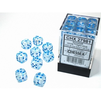 Chessex: Borealis - 12mm d6 Icicle/light blue Luminary Dice Block (36 Dice)