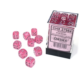 Chessex: Borealis - 12mm d6 Pink/silver Luminary Dice Block (36 dice