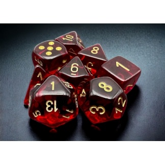 Chessex: Translucent - Polyhedral Crimson/gold 7-Die Set