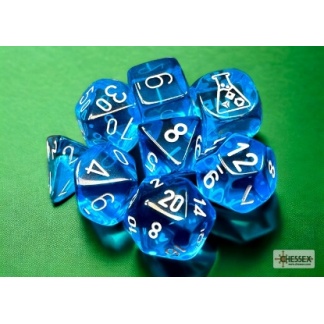 Chessex: Translucent - Polyhedral Tropical Blue/white 7-Die Set