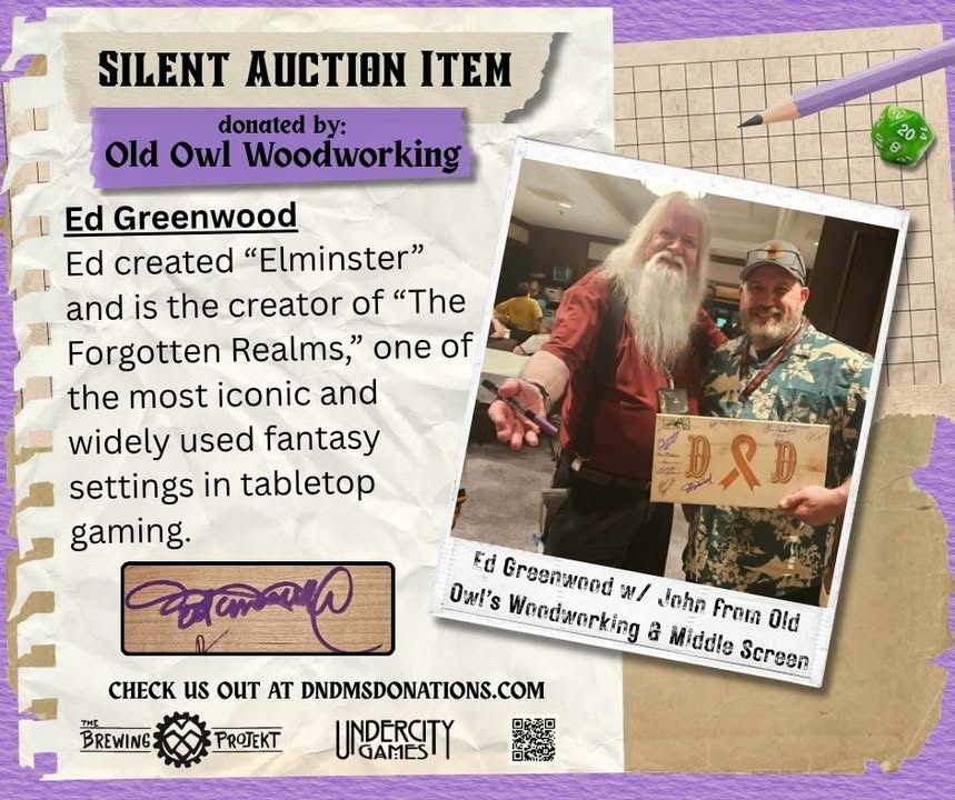 Old Owl Gaming: D&D & MS Branded Wooden DM Screen (Illustrated & Autographed) - Image 15