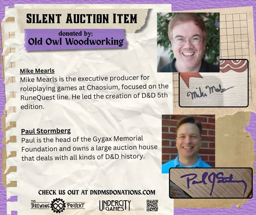 Old Owl Gaming: D&D & MS Branded Wooden DM Screen (Illustrated & Autographed) - Image 7