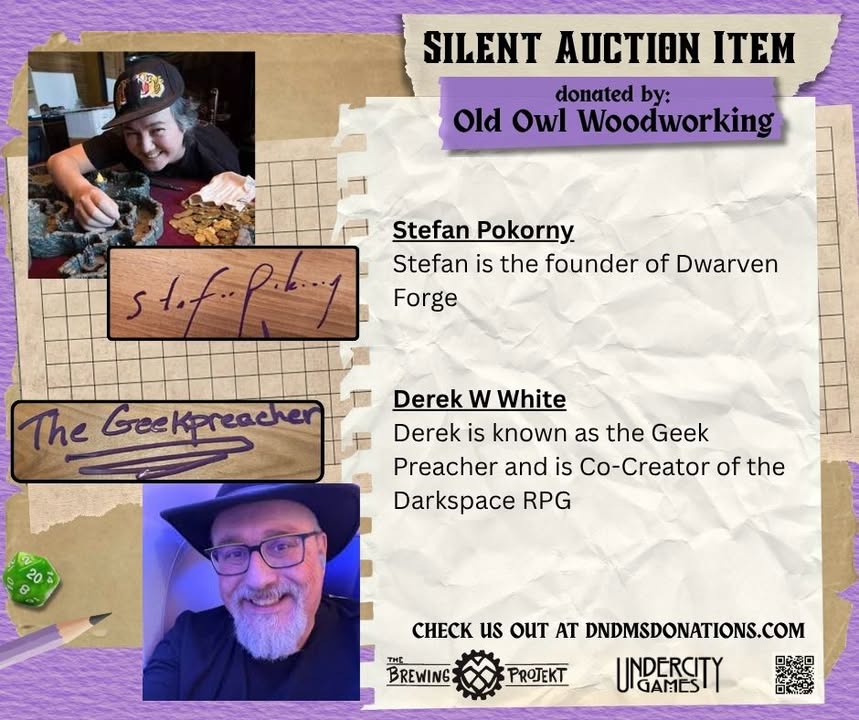 Old Owl Gaming: D&D & MS Branded Wooden DM Screen (Illustrated & Autographed) - Image 8