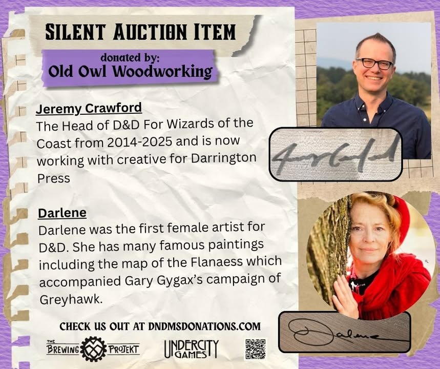 Old Owl Gaming: D&D & MS Branded Wooden DM Screen (Illustrated & Autographed) - Image 9