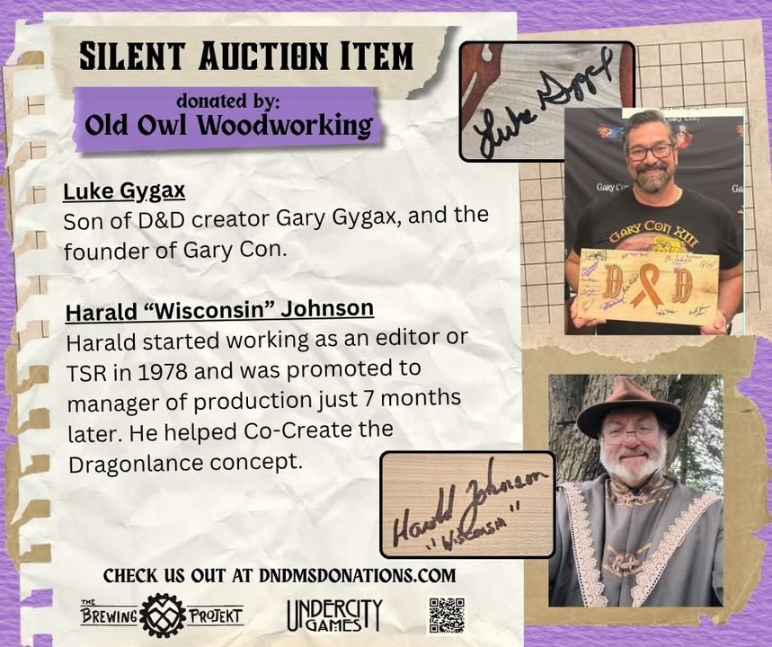Old Owl Gaming: D&D & MS Branded Wooden DM Screen (Illustrated & Autographed) - Image 11