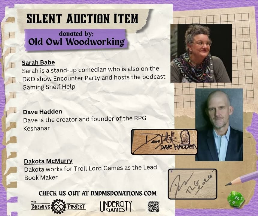 Old Owl Gaming: D&D & MS Branded Wooden DM Screen (Illustrated & Autographed) - Image 12