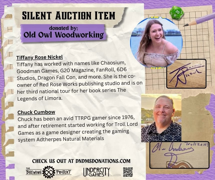Old Owl Gaming: D&D & MS Branded Wooden DM Screen (Illustrated & Autographed) - Image 13